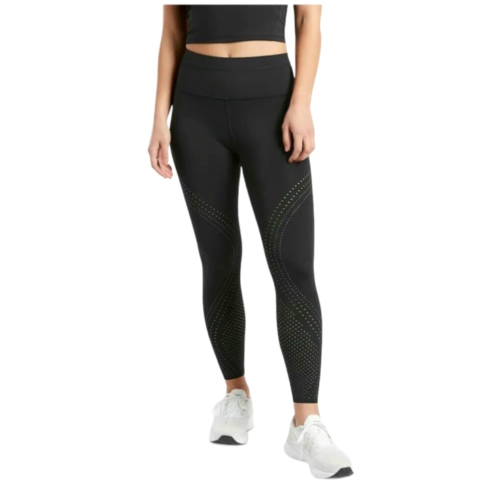 Athleta Black Accelerate Lasercut 7/8 Tight High Waist Leggings Size S Run